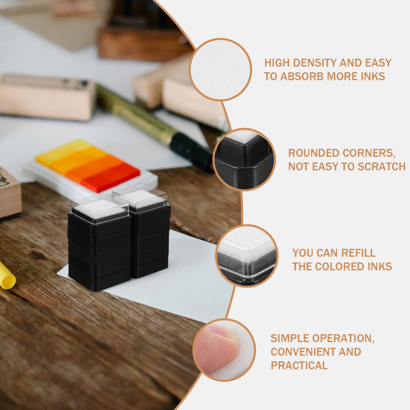 10pcs Fingerprint Ink Pad Blending Sponge - Empty Blank Ink Pads for DIY Stamp & Ink Refill - No Ink Included - Perfect for Graffiti, Crafting & Document Stamping
