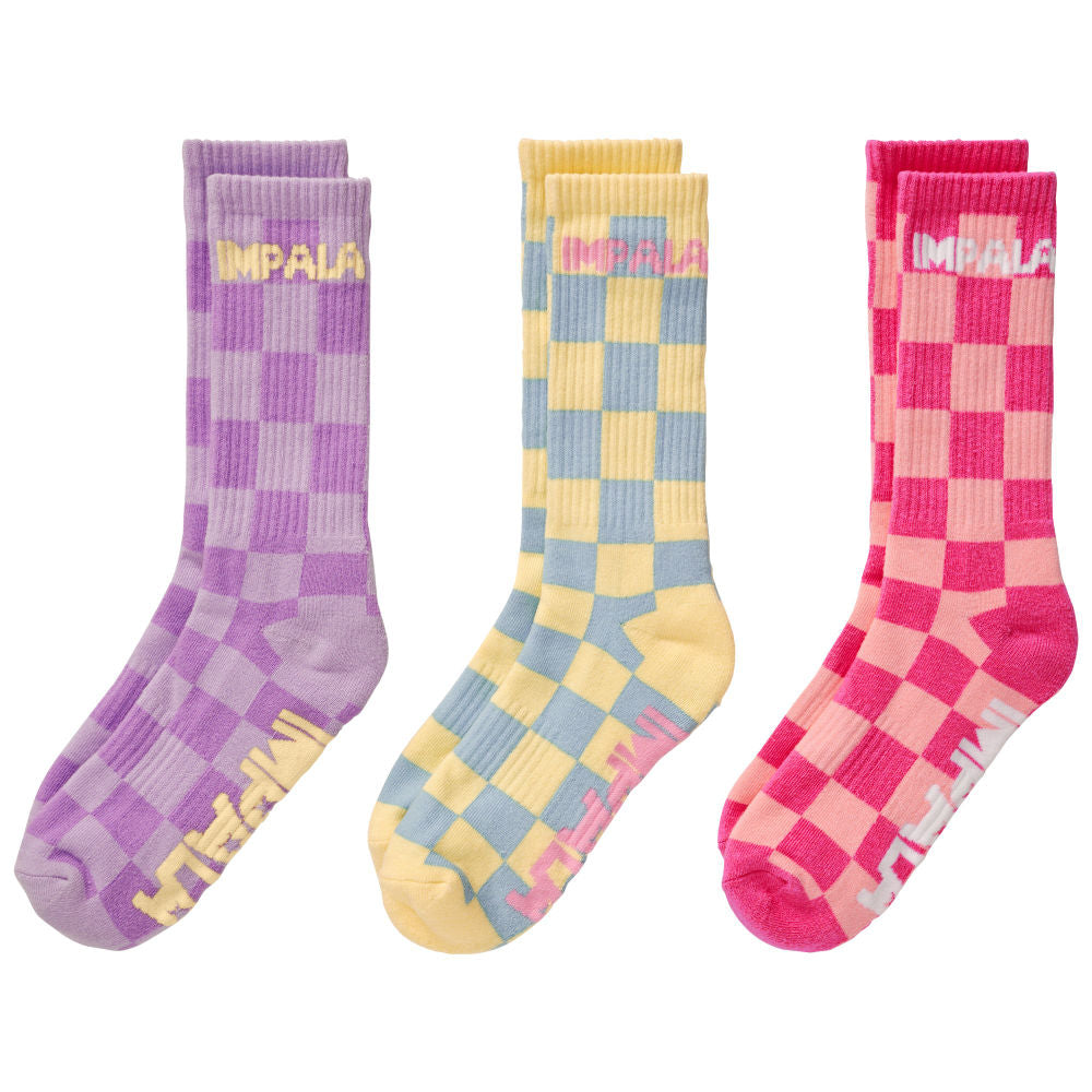 Impala Check Skate Socks 3 Pack - Cushioned Ankle Socks for Roller Skating, Skateboarding & Inline Skating - Comfortable & Breathable for Sports & Casual Wear
