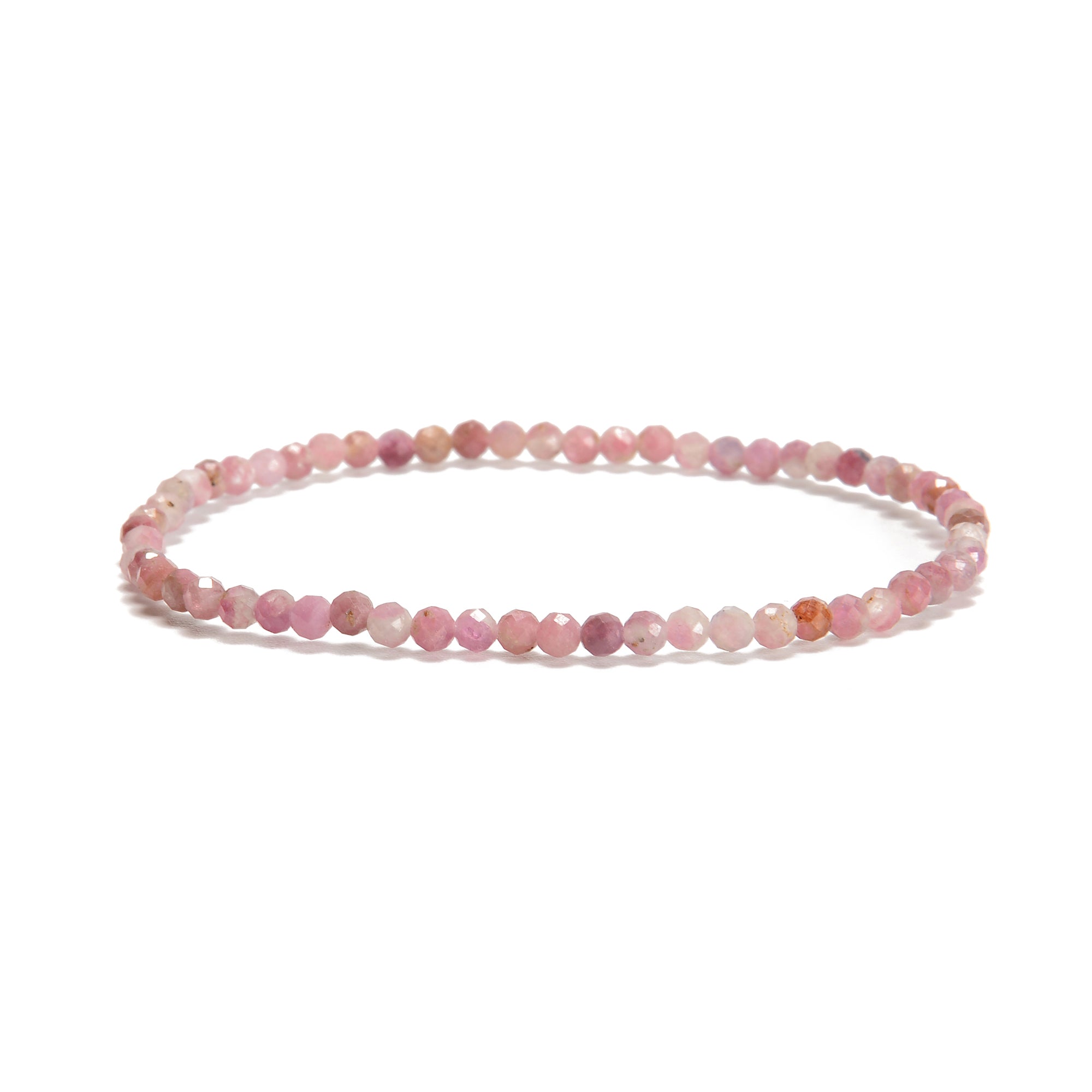 Natural Gemstone Faceted Round Beaded Elastic Bracelet - 2mm, 3mm, 4mm Sizes - 7.5