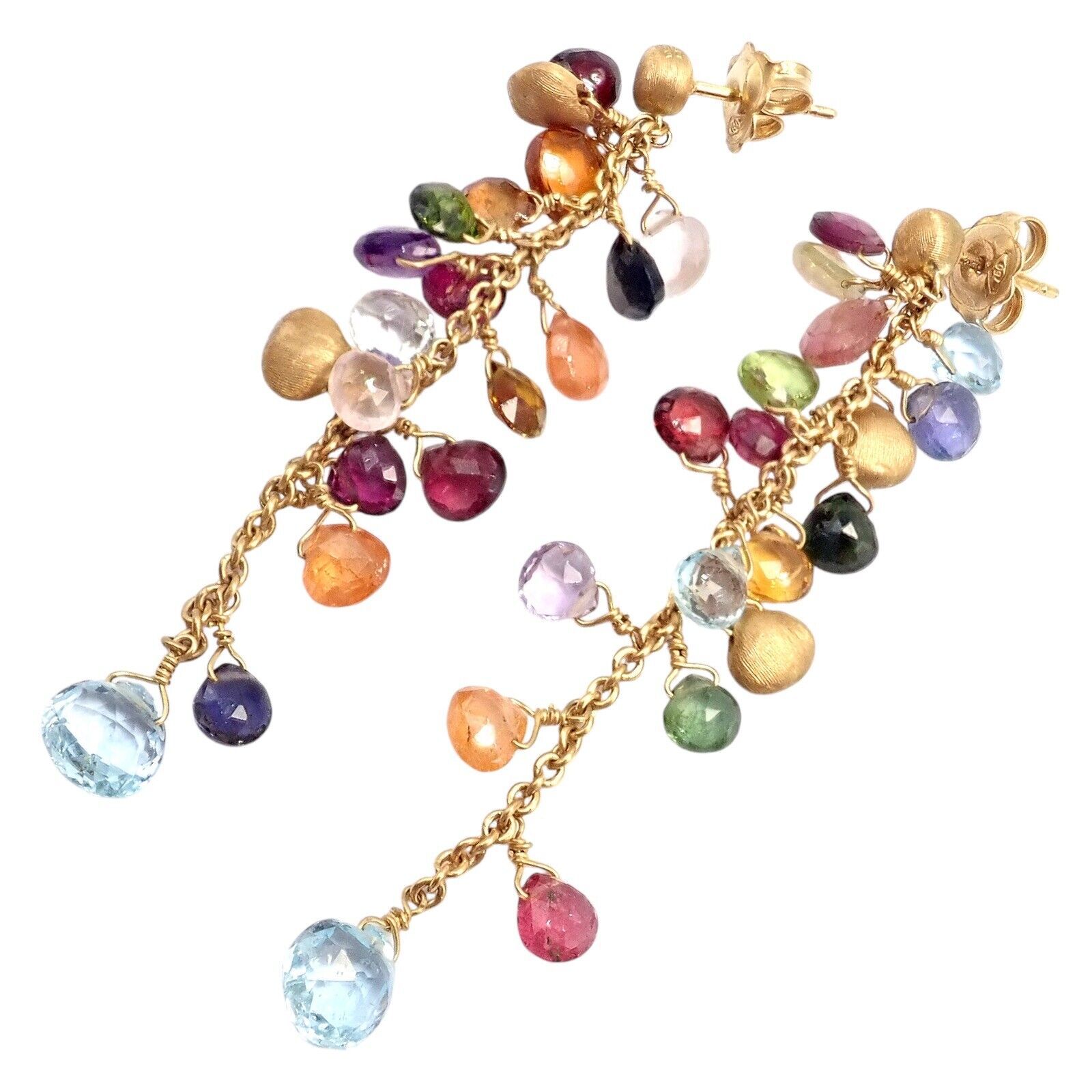Authentic Marco Bicego 18k Yellow Gold Paradise Multicolor Gemstone Earrings - Luxury Jewelry for Women, Perfect for Weddings, Parties & Special Occasions
