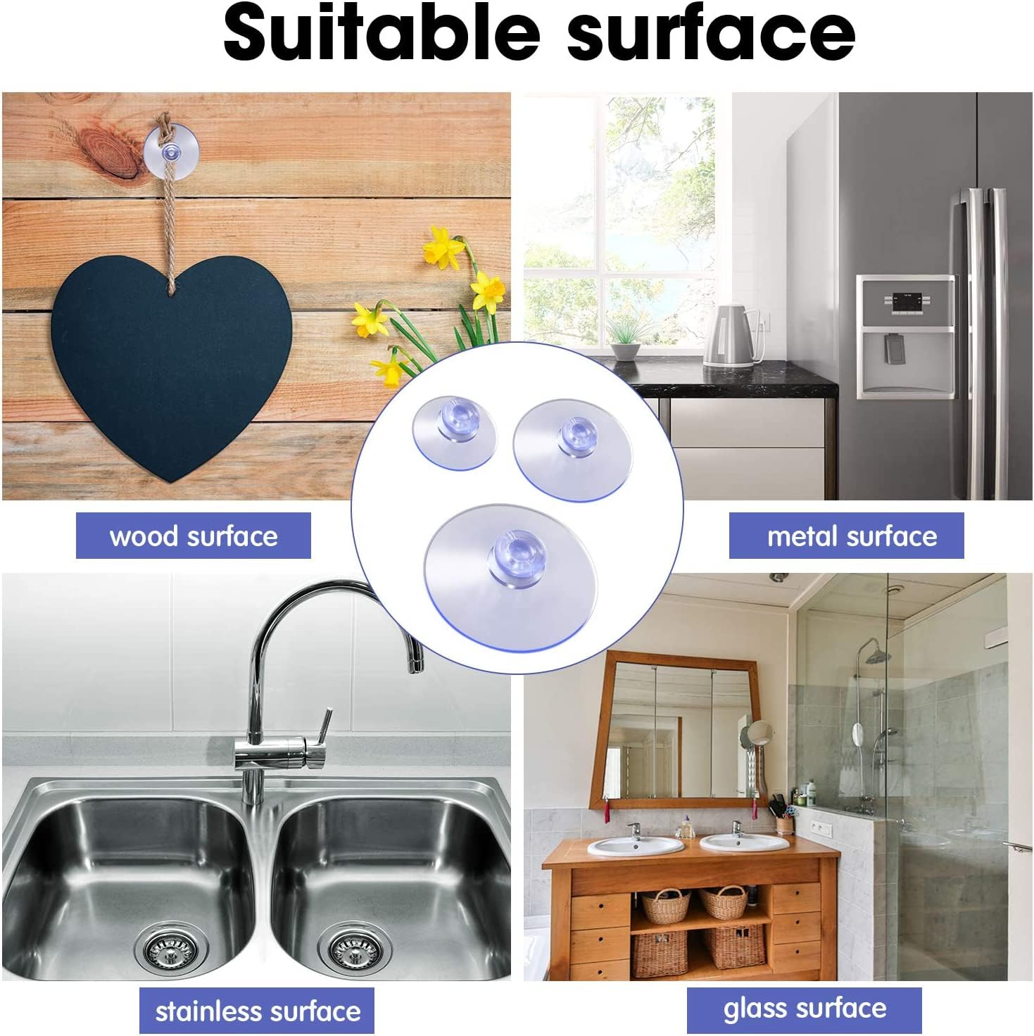 RAB Glass Shelf Button Suction Cup - 10 Pack Strong Vacuum Suction Hooks for Bathroom, Kitchen, Office Organization - Perfect for Hanging Towels, Utensils, Decor & More