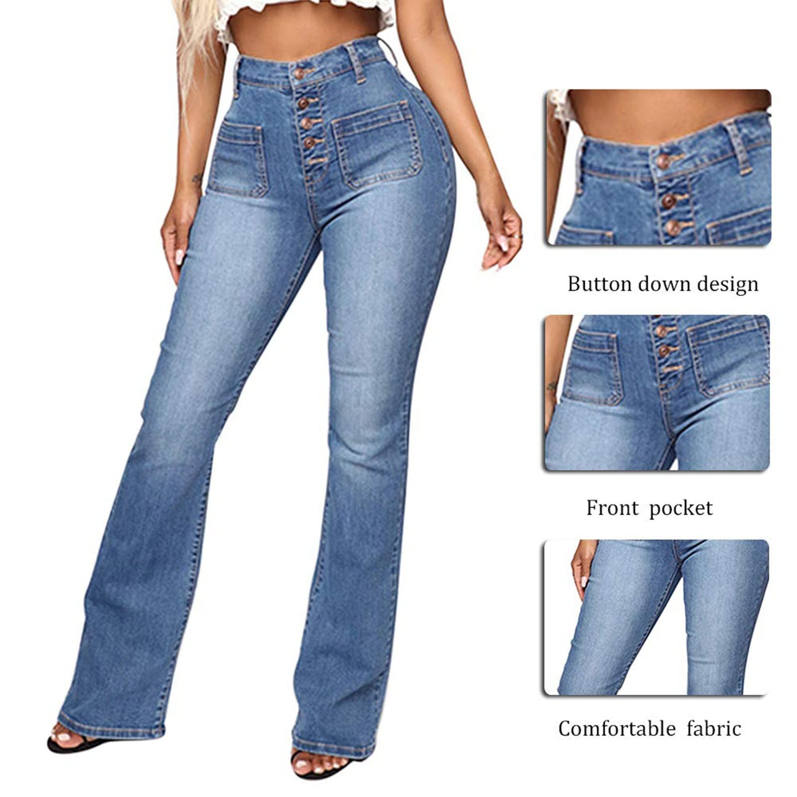 High Waisted Stretch Skinny Jeans for Women - Size 12 Plus Size (3XL) Dark Blue Denim Pants with Elastic Waist & Zipper | Daily Deals Clearance | Perfect for Casual Wear, Office Outfits & Night Out