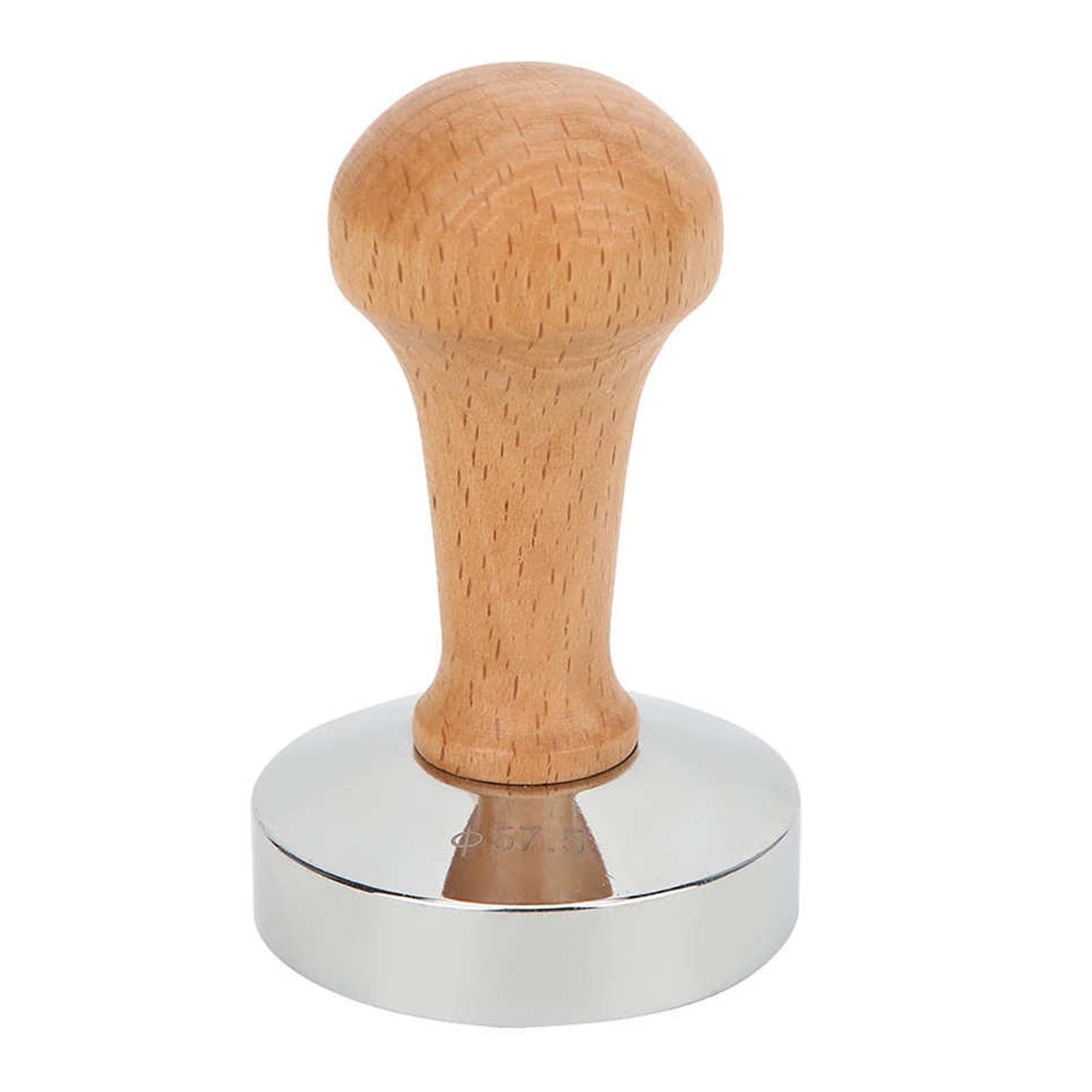Premium Stainless Steel Coffee Tamper with Wooden Handle - 57.5mm Barista Tool for Espresso Machine, Perfect for Home Brewing & Professional Coffee Shops - Durable Powder Press Tool for Consistent Tamping