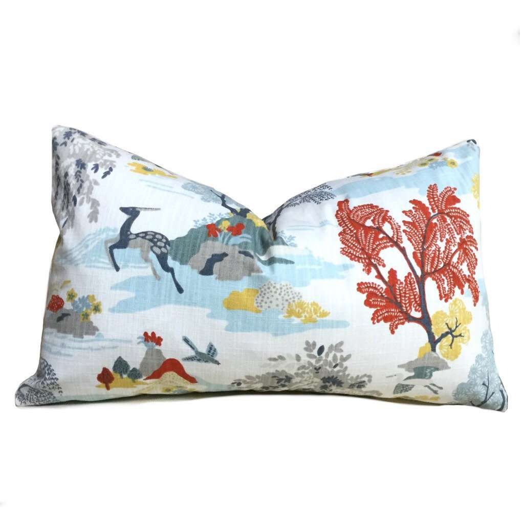 Robert Allen Forest Modern Toile Multicolor Decorative Pillow Cover - Stylish Home Accent for Living Room, Bedroom & Sofa Decor