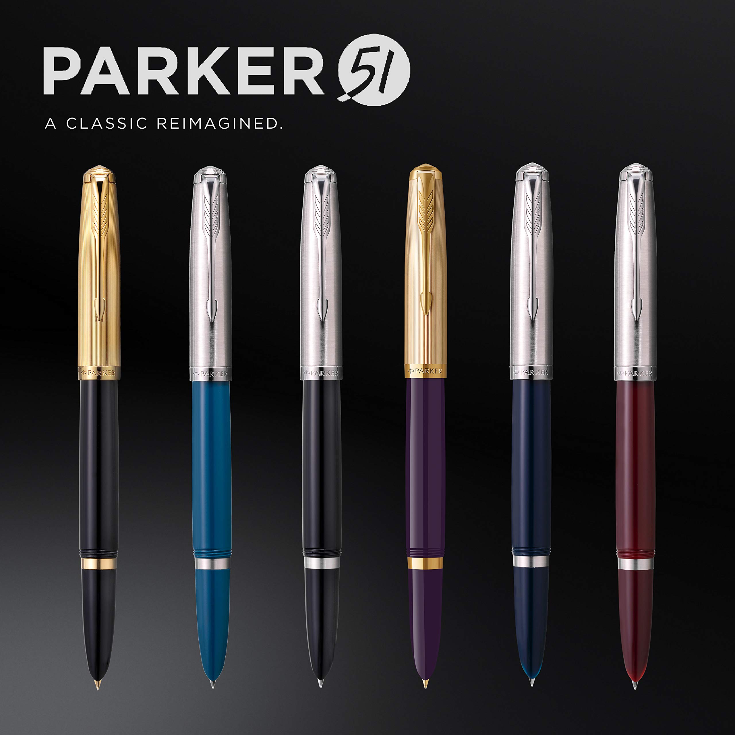 PARKER 2123494Z Fountain Pen - 51 Black CT Fine Point with Gift Box | Authentic Imported Writing Instrument for Professionals, Students & Gift Giving | Perfect for Signatures, Calligraphy & Everyday Use
