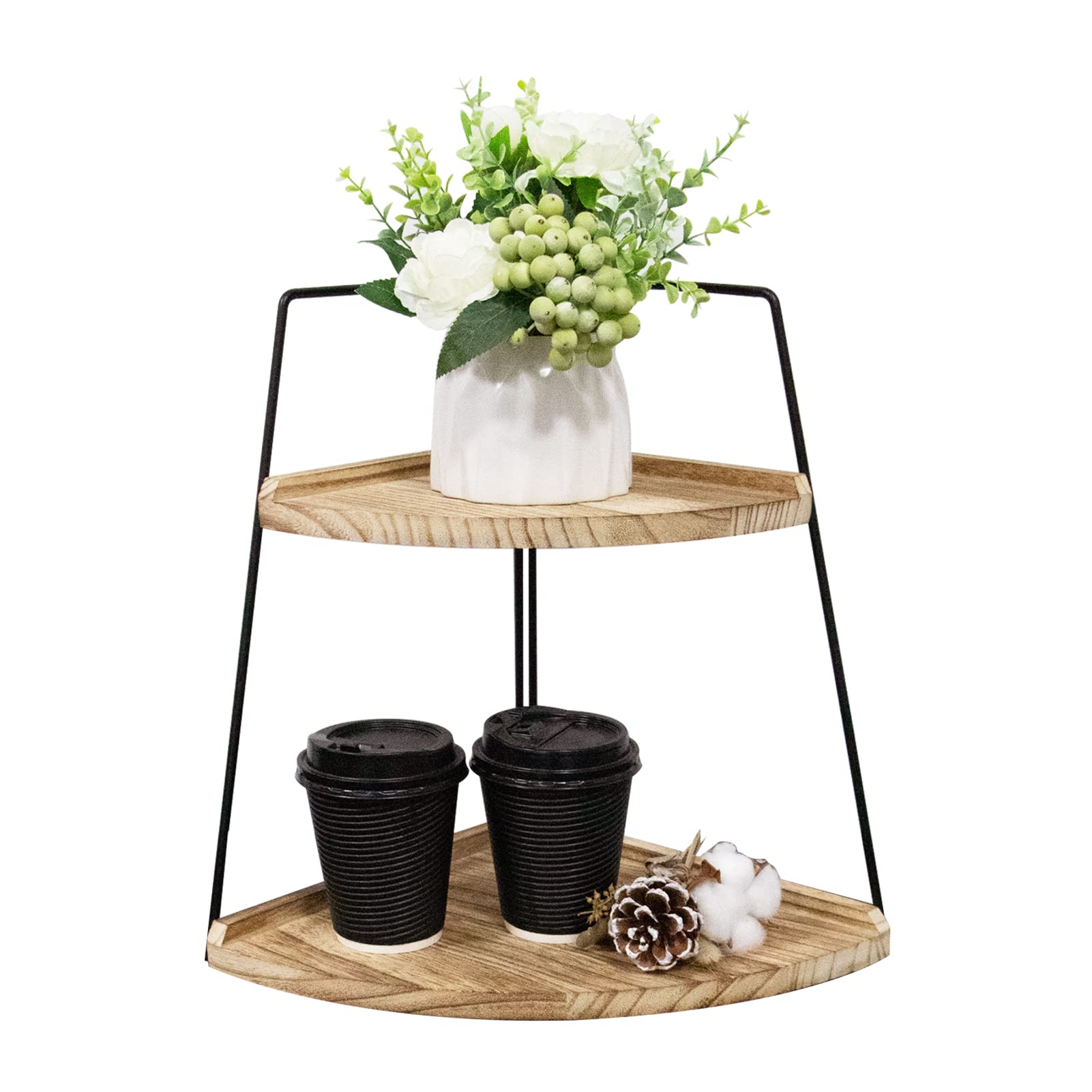2 Tier Wooden Bathroom Counter Organizer - Standing Cosmetic & Vanity Storage Rack with Tray - Natural Log Color for Bathroom, Bedroom, Dressing Table - Perfect for Organizing Makeup, Skincare & Jewelry