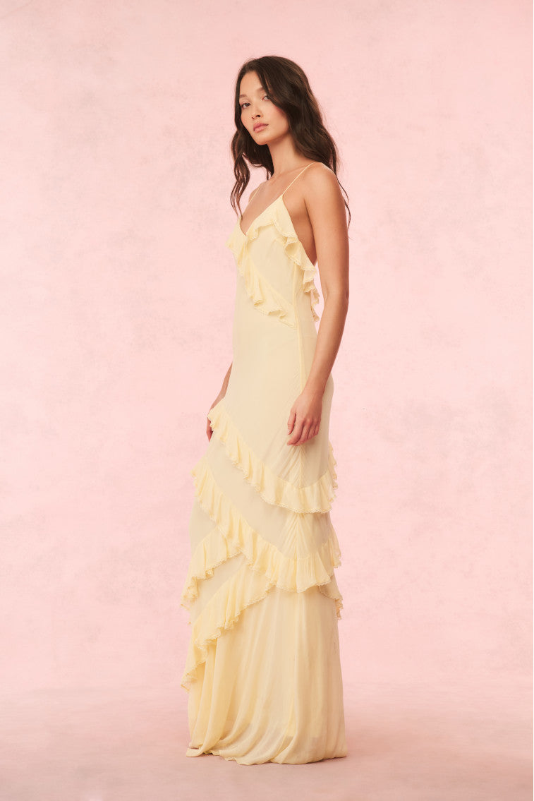 Rialto Pastel Maxi Dress for Women - Flowy Long Summer Dress with Floral Print, Perfect for Beach, Vacation, and Casual Outings