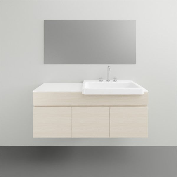 ADP Glacier Lite Semi-Recessed Vanity with Solid Surface Top - Slim Bathroom Sink Cabinet for Small Spaces, Perfect for Modern Powder Rooms and Compact Bathroom Designs