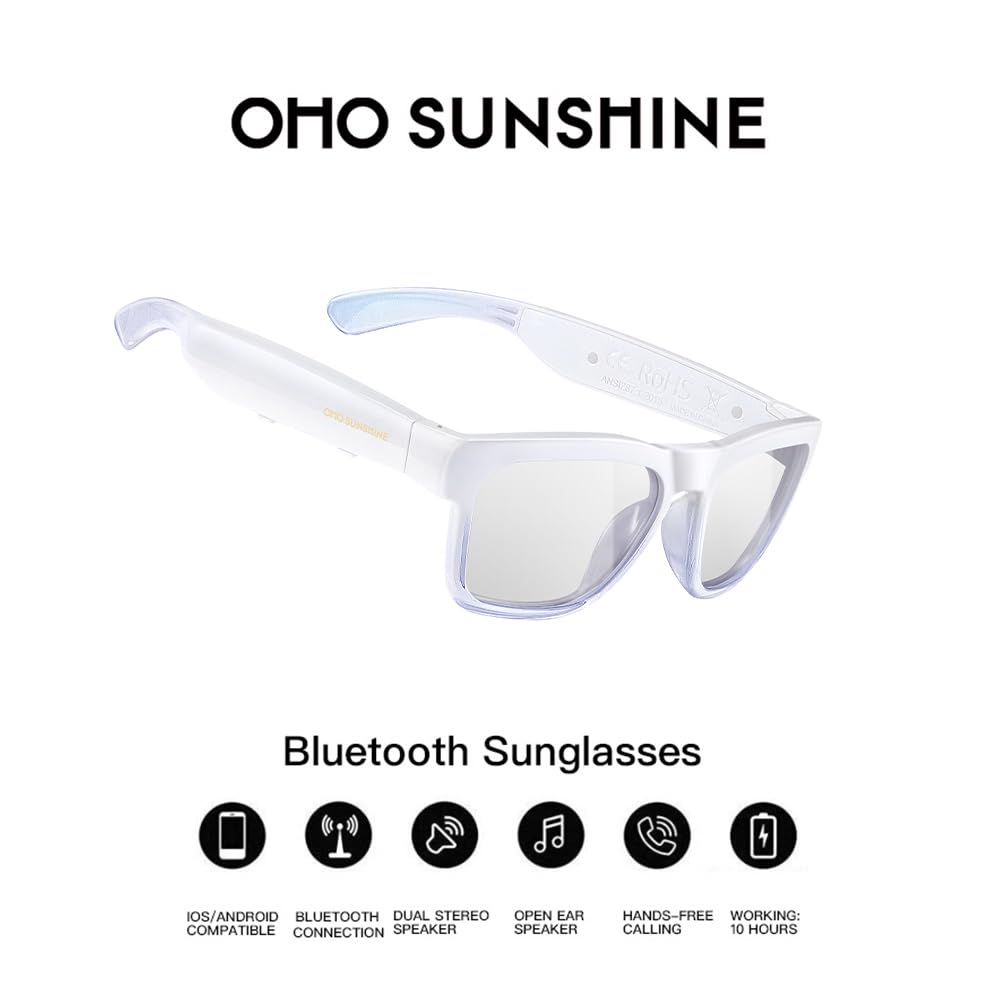 OhO Smart Glasses - Polarized Bluetooth Sunglasses with UV400 Protection, Built-in Speaker & Voice Control for Running, Cycling & Outdoor Activities - Unisex Transition Lens Sport Eyewear
