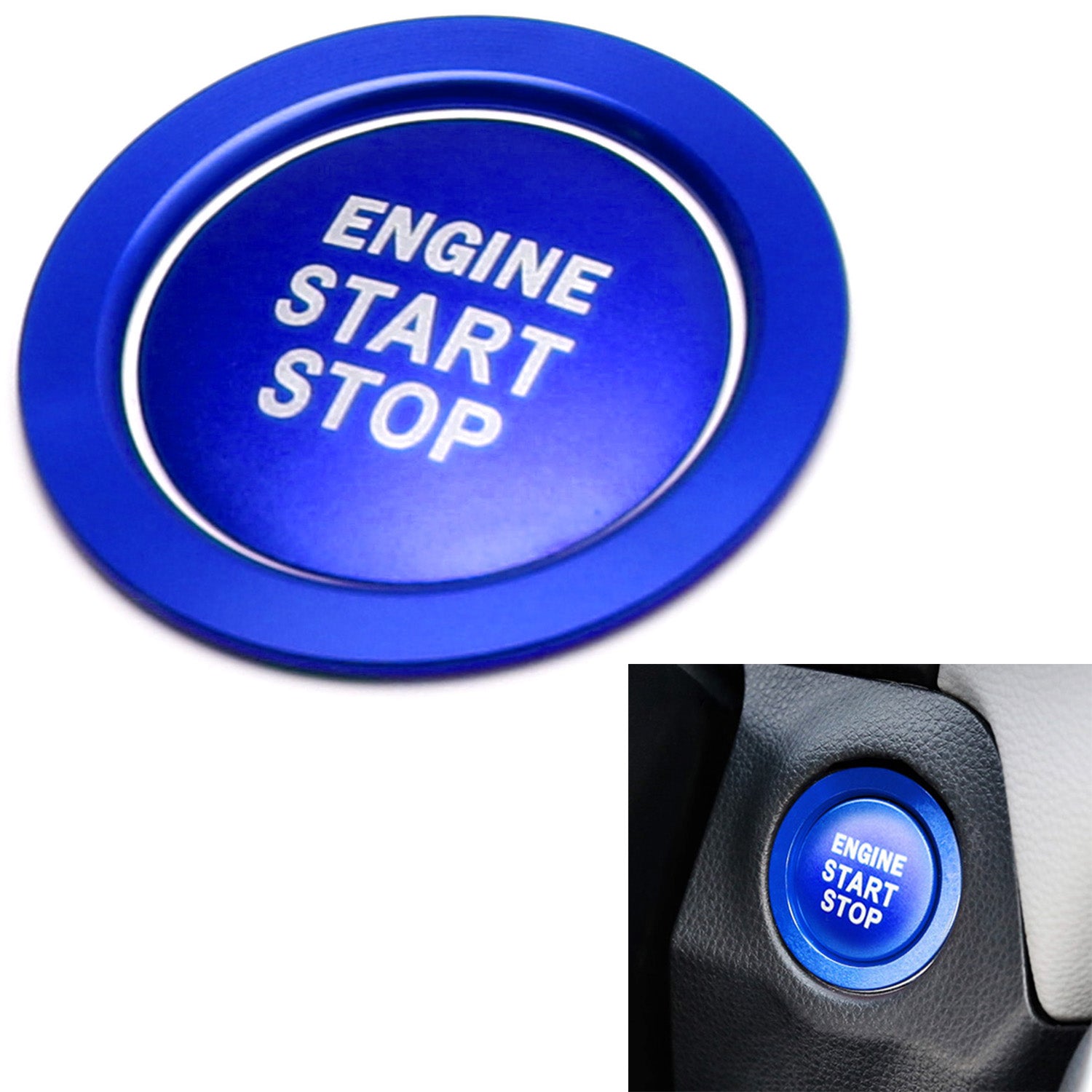Blue Engine Start/Stop Push Button Cover & Ring for Toyota Camry Tacoma Prius RAV4 - Premium Car Interior Accessory for Enhanced Protection & Style
