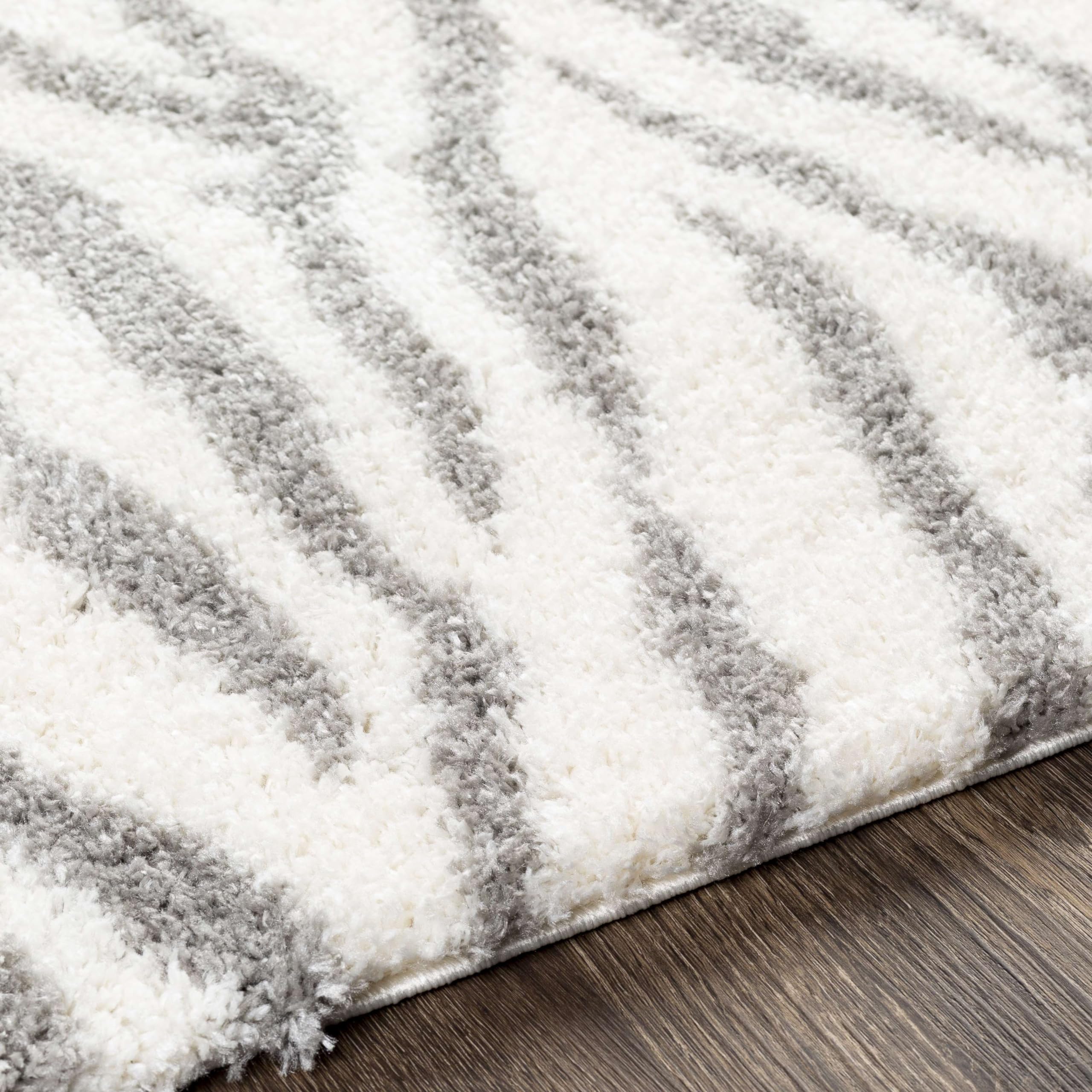 **Mark&Day 6x9 Modern Shag Zebra Tiger Print Area Rug - Soft Cream White Blue Black Carpet for Living Room, Bedroom, Kitchen - Perfect for Boho, Safari, or Kids Room Decor (6'7