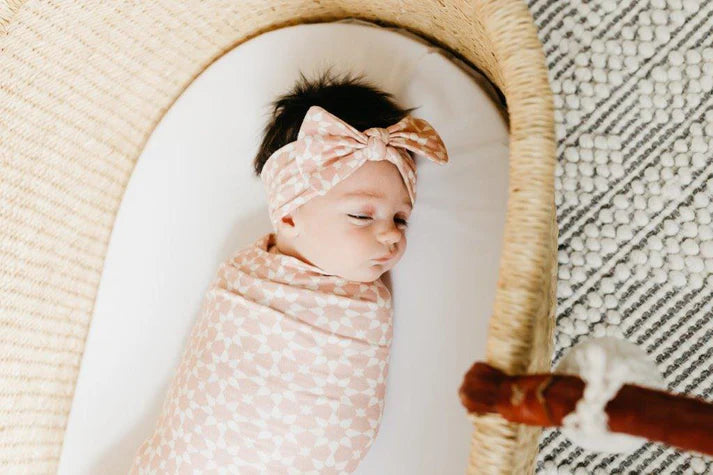 Copper Pearl Knit Swaddle Blanket - Soft Baby Wrap for Newborns & Infants - Perfect for Swaddling, Nursing & Stroller Use - Star Pattern