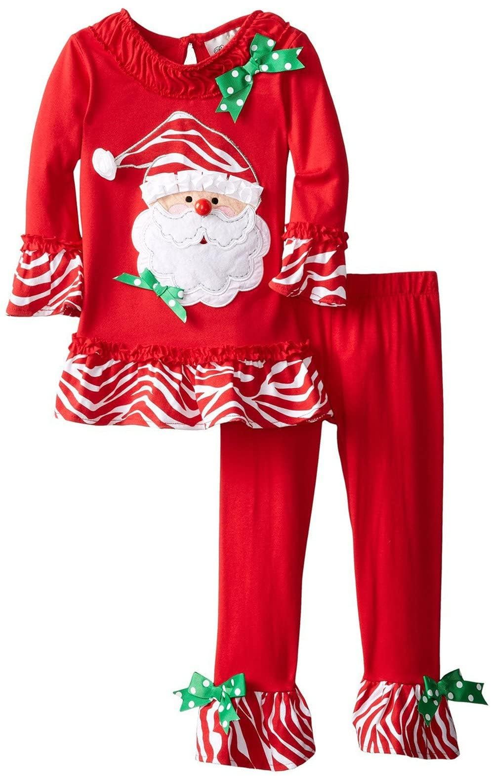 2-Piece Girls' Long Cotton Christmas Santa Pajama Set - Red Holiday Sleepwear for Toddlers (4-5T) - Perfect for Christmas Morning & Family Photos