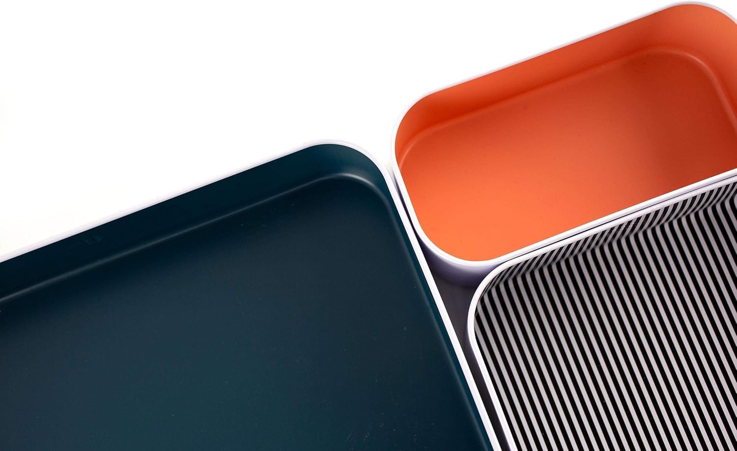 6-Piece Metal Organizer Tray Set for Makeup, Stationery & Utensils - 2 Inch Desk Drawer Organizer in Berry, Sunset, Blue & Stripes - Perfect for Office, Kitchen & Bathroom Storage