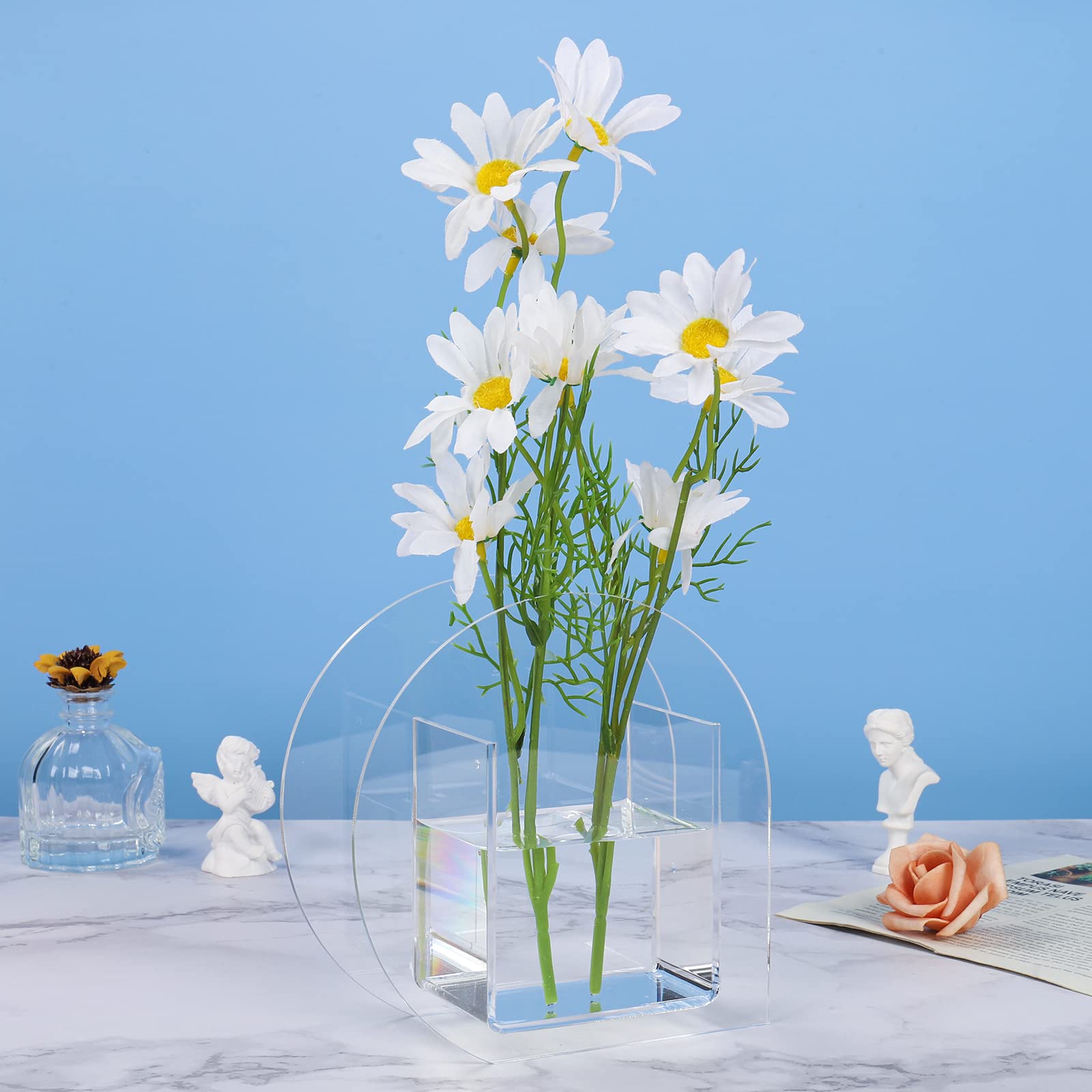 Elegant Clear Acrylic Flower Vase - 6.3 Inch Modern Mini Vase for Wedding, Home & Office Decor - Perfect for Centerpieces, Tabletop Displays and Gift Giving | DS501