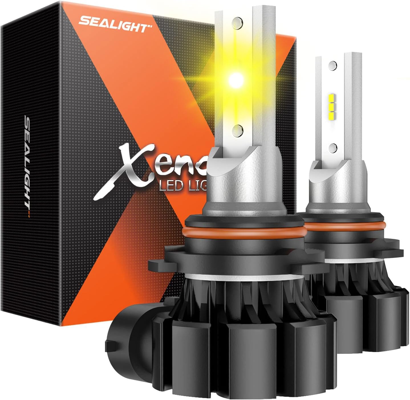 SEALIGHT 9145 H10 Yellow LED Fog Light Bulbs - 400% Brighter, 3000K Amber, Strong Penetration - Replacement for 9045 9140 9040 LED Fog Lights - Perfect for Cars, Trucks, SUVs (Pack of 2) - Ideal for Foggy, Rainy, and Low Visibility Driving Conditions