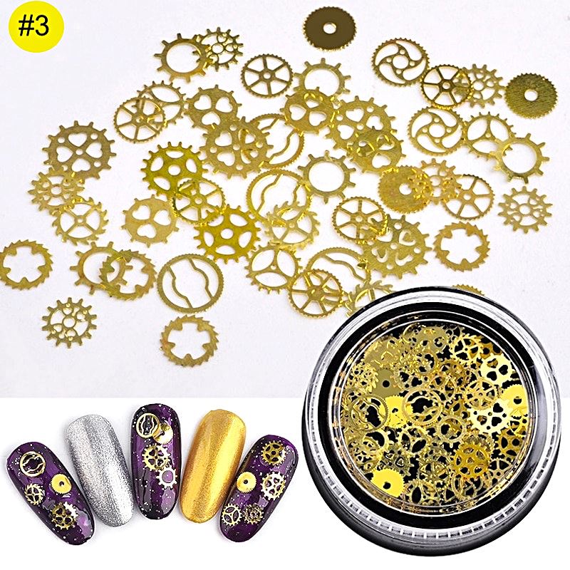 3D Nail Art Ultra Thin Gold Metal Slices for Nail Decoration - DIY Nail Design Accessories for Salon, Home Manicure & Party Glam Looks