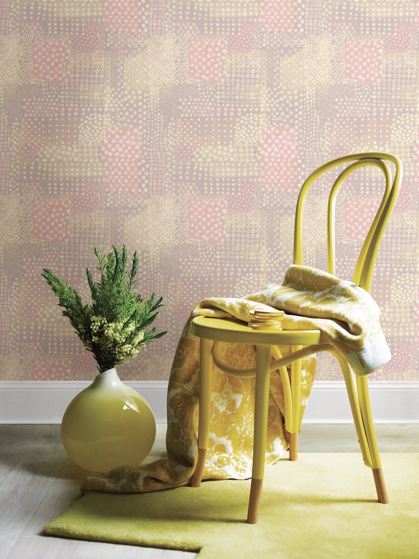 Kismet Pink Flower Power Patchwork Wallpaper - Vibrant Floral Design by A Street Prints | Perfect for Boho Chic Bedrooms, Accent Walls & Nursery Decor