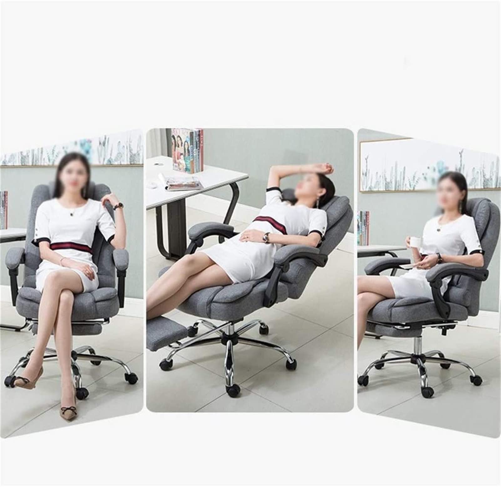Ergonomic Office Chair with High Backrest & Footstool - Adjustable Computer Desk Chair for Home & Gaming - Brown Upholstered Swivel Work Chair - Perfect for Home Office, Gaming & Workspaces