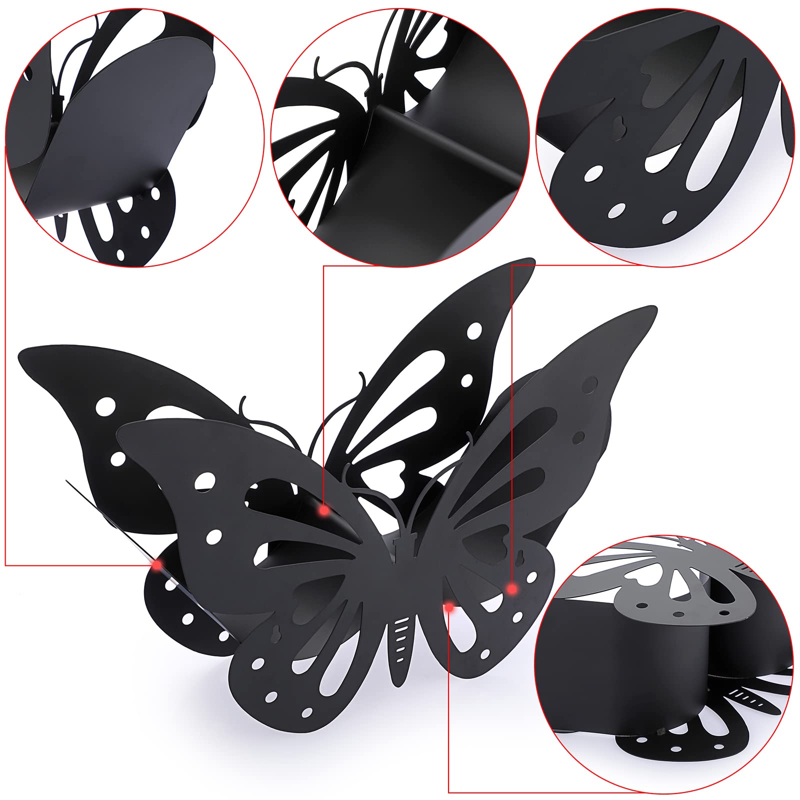 Freestanding Metal Toilet Paper Holder - Black Butterfly Design for Bathroom, Kitchen, or Office | Decorative Toilet Paper Organizer for Table, Counter, Floor & Wall Storage | Sumnacon Toilet Paper Roll Stand