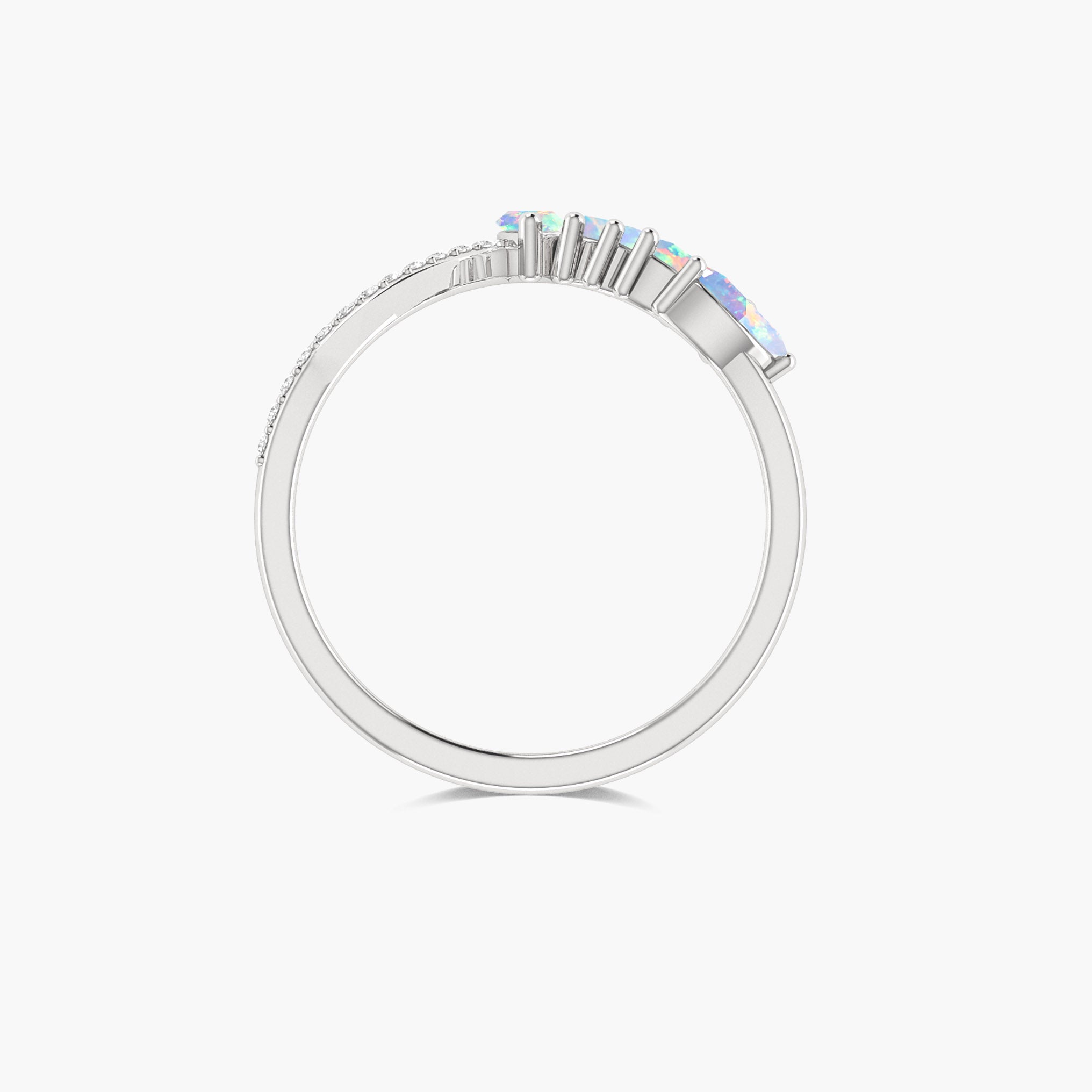 4 Marquise Natural Fire Opal with Small Round Zircon Ring - Elegant Jewelry for Weddings, Parties & Special Occasions