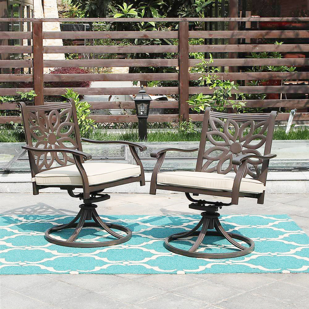 MFSTUDIO Durable Cast Aluminum Patio Dining Chairs Set of 2 - Weather-Resistant Outdoor Furniture for Garden, Poolside & Backyard Dining