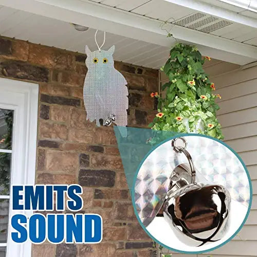 Owl Bird Repellent Reflective Holographic Scare Tape - 2 Pack for Garden, Farm & Outdoor Pest Control - Durable & Weatherproof Bird Deterrent