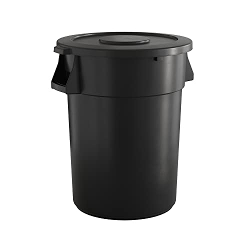 Krollen 44 Gallon Commercial Trash Can with Lid - Heavy Duty Round Garbage Bin for Office, Restaurant & Outdoor Use