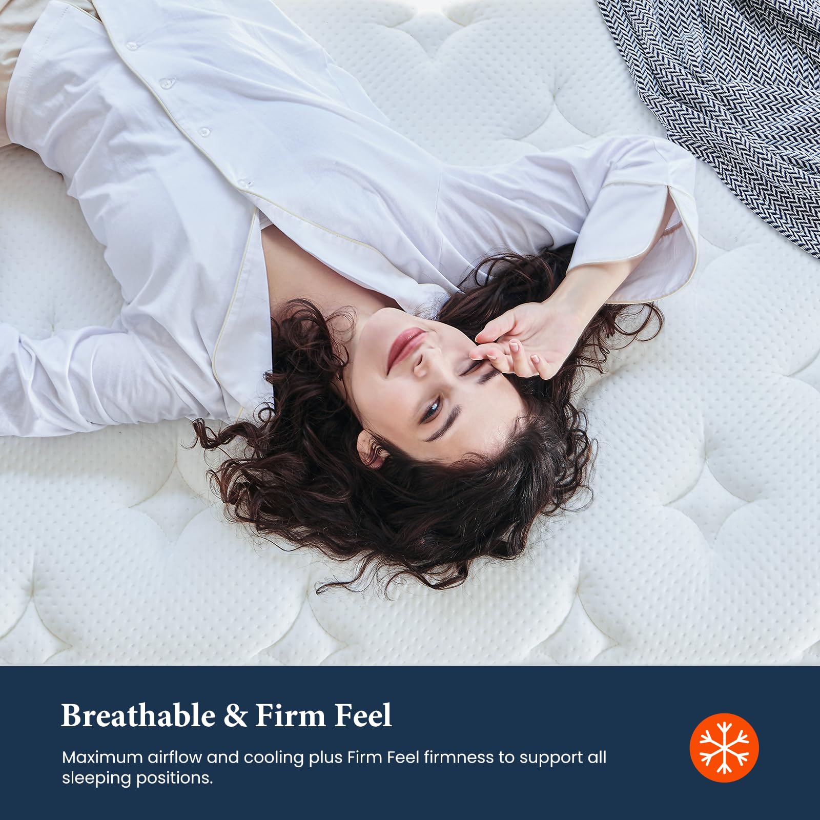 Coolvie 12 Inch Queen Size Hybrid Mattress - Firm Support with Strong Coils for Lumbar & Hip Relief, Cooling Knit Fabric Cover, CertiPUR-US Certified (80x60x12) - Perfect for Back Sleepers & Hot Sleepers, Bedroom Upgrade in a Box