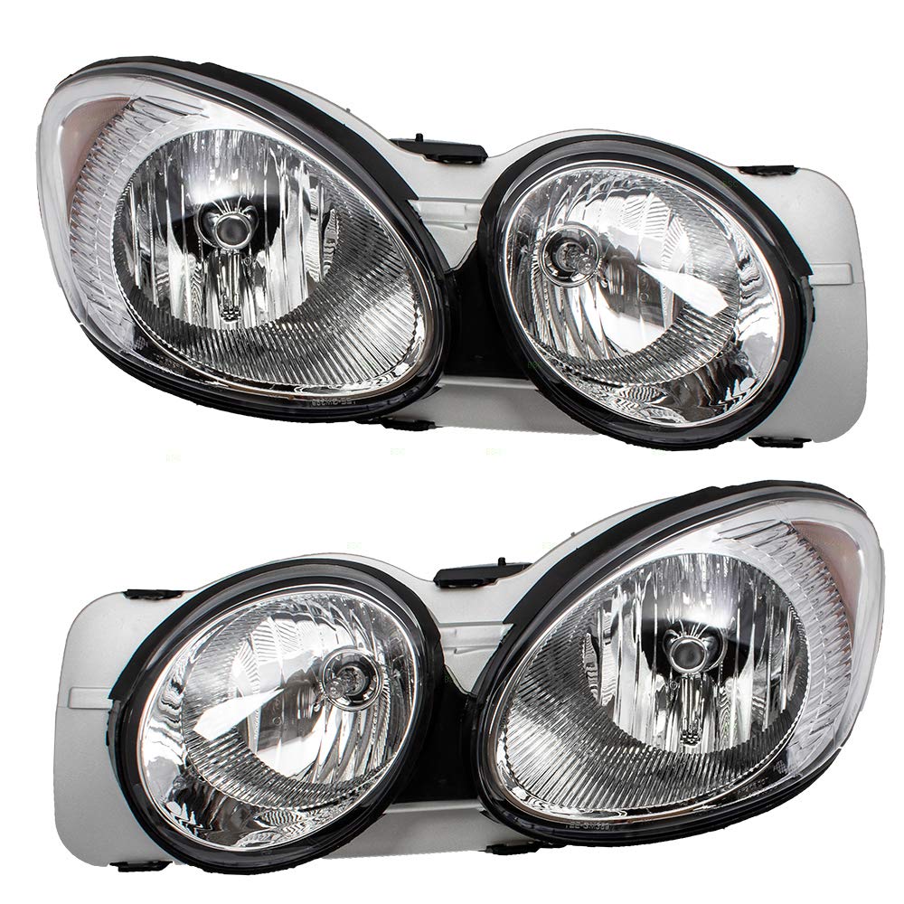 Brock Replacement Headlight Assembly Set - Driver & Passenger Side Compatible with 2005-2009 Buick LaCrosse (Part #25942066, 25942067) - Perfect for Night Driving & Foggy Conditions