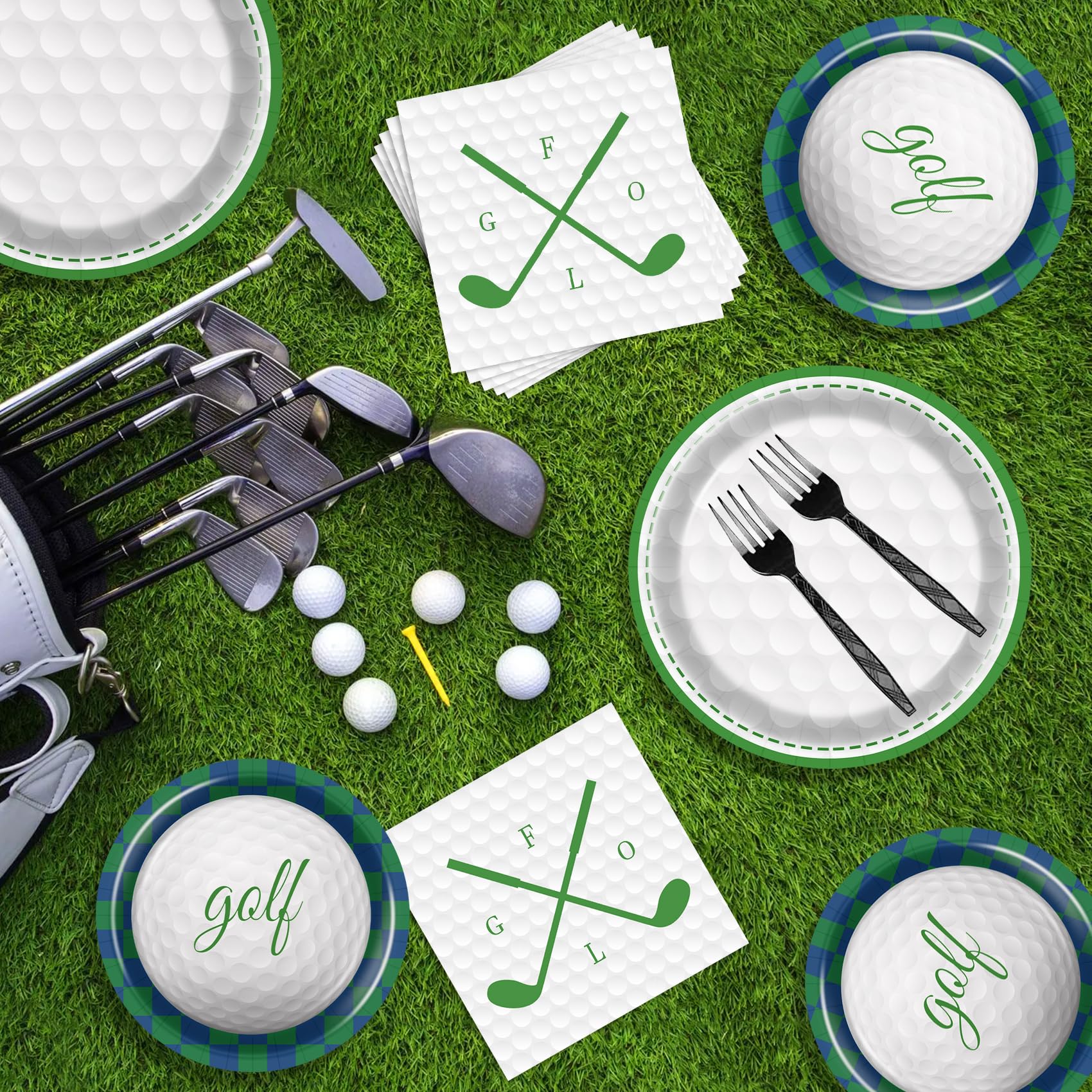 96 Pcs Golf-Themed Paper Plates & Napkins Set - Birthday Party Decorations, Golf Tournament Supplies, Baby Shower & Sports Theme Party Essentials