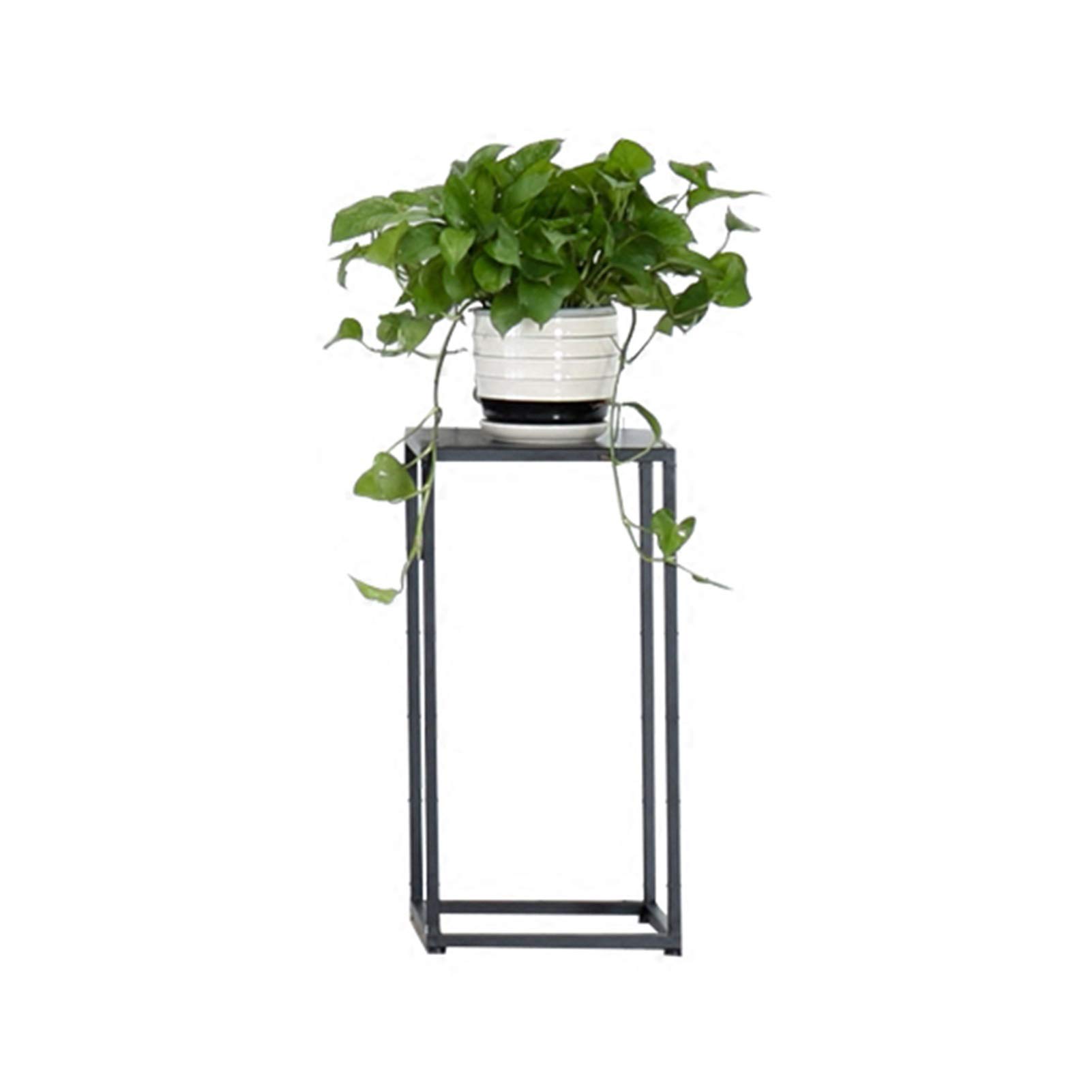 Modern Black Metal Flower Stand - Square Plant Rack Holder for Living Room Corner | European Style Vase Stand & Telephone Shelf (30×30×60cm) - Perfect for Home Decor, Office Plants & Entryway Organization