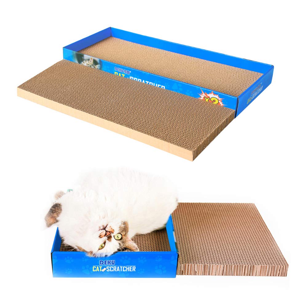 TEHAUX 2-Pack Cat Toys - Interactive Corrugated Paper Cat Catch Plates for Indoor Play, Exercise & Hunting Simulation - Fun Flat Scratching Pads for Kittens & Adult Cats