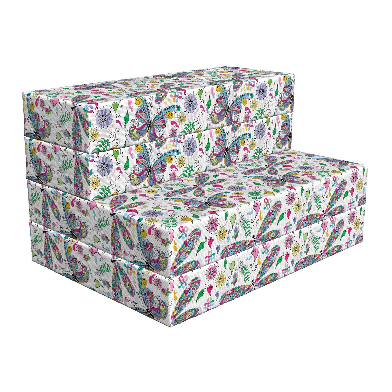 Ambesonne Butterfly Foldable Mattress - Paisley Dragonfly Print, 74.8