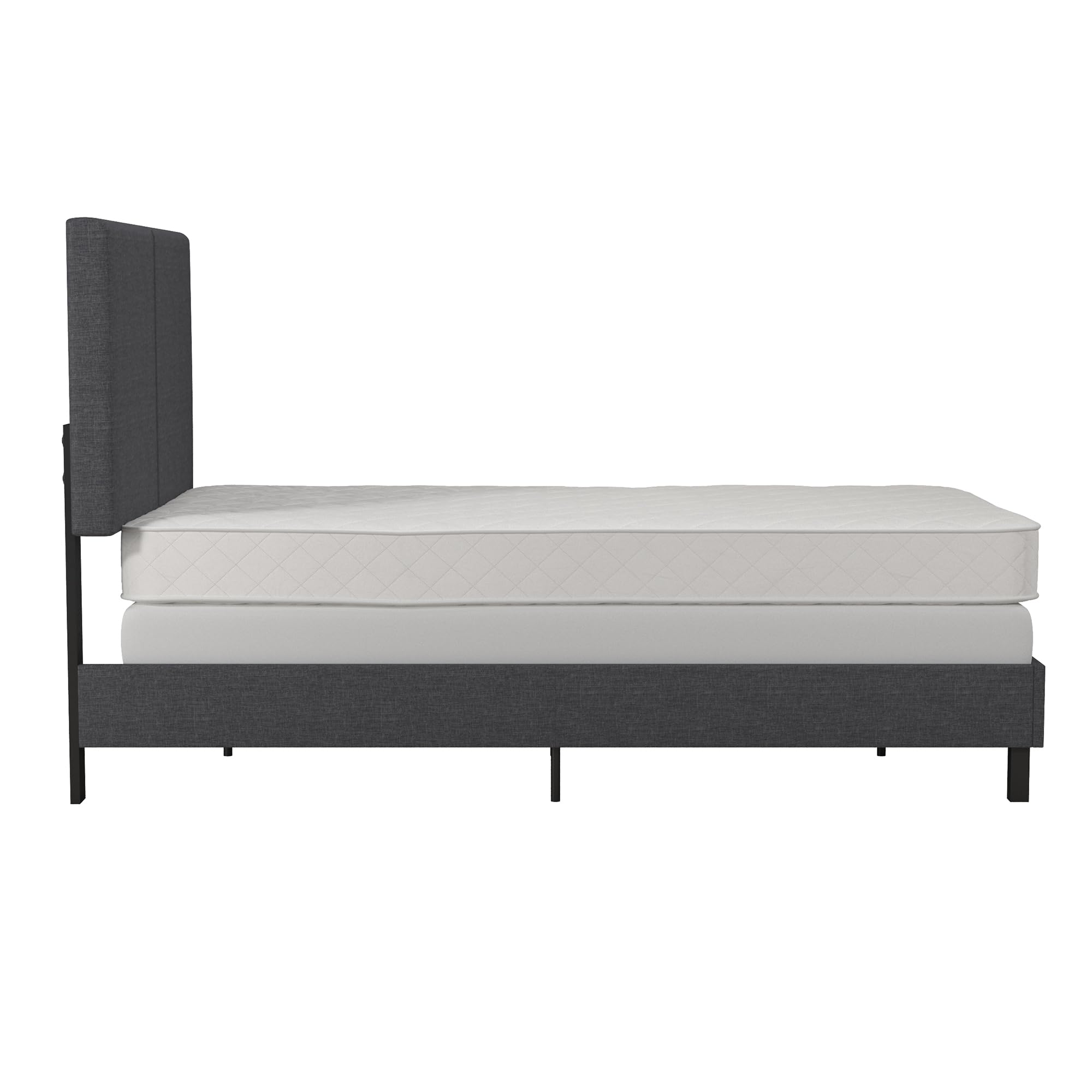 DHP Janford Upholstered Twin Size Bed Frame with Gray Linen Fabric - Modern Platform Bed for Small Spaces, Guest Rooms & Dormitories