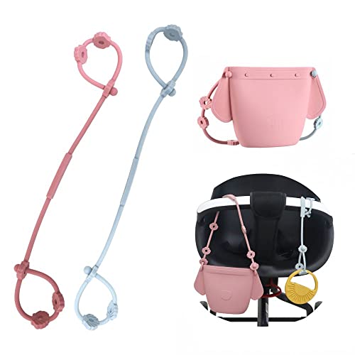 Qkie 2-Pack Silicone Baby Snack Containers with Safety Straps - Spill-Proof, BPA-Free, Dishwasher/Microwave Safe Wearable Food Holder for Toddlers & Kids - Perfect for On-the-Go Snacking, Travel, and Outdoor Activities (Power Rose)