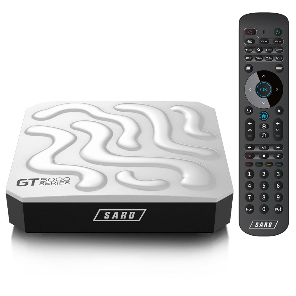 BuzzTV SARO GT-5000 4K Ultra HD Android TV Box - Latest Android 11 OS, Dual-Band WiFi, 2GB RAM DDR, 16GB Storage with Expandable Slot (White) - Perfect for Streaming Netflix, Hulu, Prime Video in Ultra HD Quality