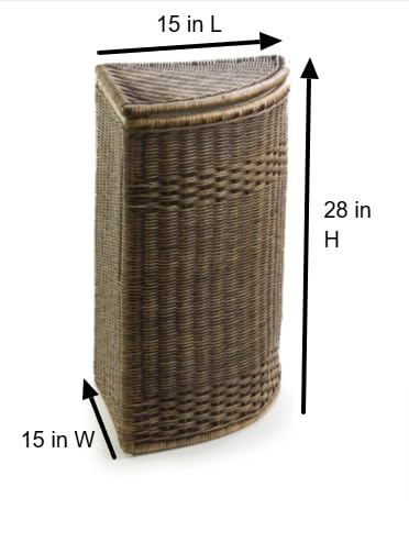 The Basket Lady Corner Wicker Laundry Hamper - 15