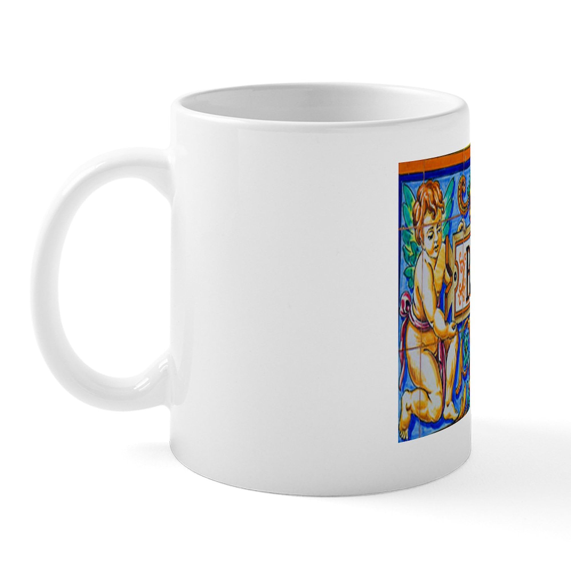 Barcelona Mosaica 11 oz Ceramic Coffee Mug (325ml) - Artistic Spanish Design for Home, Office & Gift Giving - Perfect for Tea, Hot Chocolate & Espresso Drinks