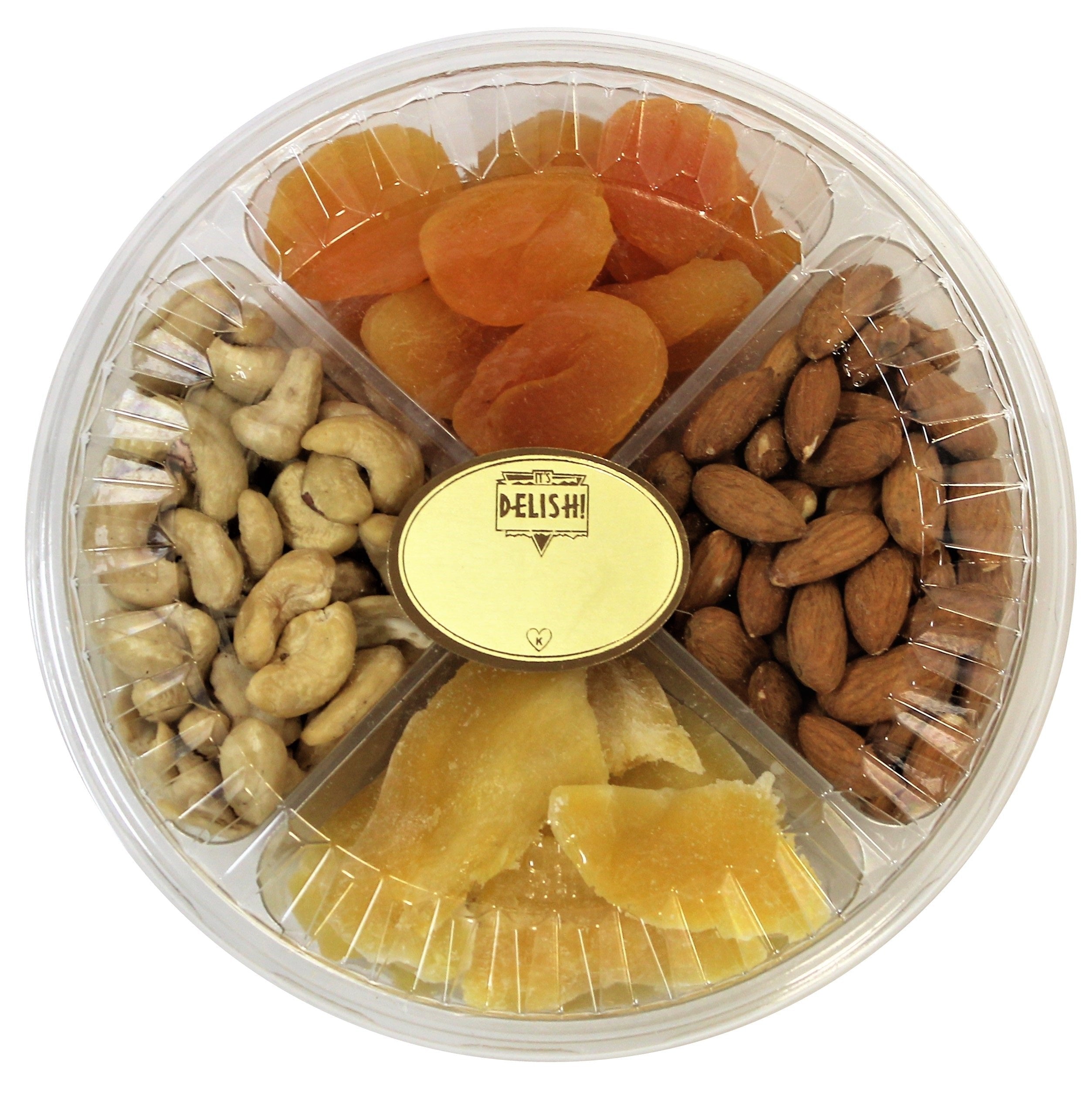 Premium Assorted Fruit & Nut Gift Tray - 4 Section Elegant Snack Box for Holidays, Parties & Corporate Gifting - Perfect for Christmas, Thanksgiving & Birthday Presents