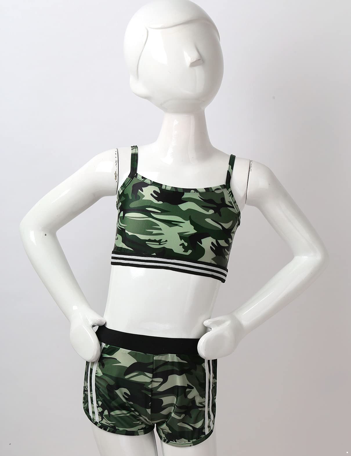 TiaoBug Girls' 2-Piece Swimsuit & Activewear Set - Crop Top & Shorts for Swimming, Dance, Sports, Gym, Yoga & Workout | Perfect for Beach, Pool & Fitness Activities