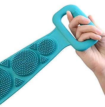 PALG Silicone Double Side Shower Scrubber Belt - Exfoliating Body Brush for Deep Cleaning & Dead Skin Removal | Soft Bath Brush for Men & Women | Perfect for Back Scrubbing, Foot Cleaning & Relaxing Bath Time