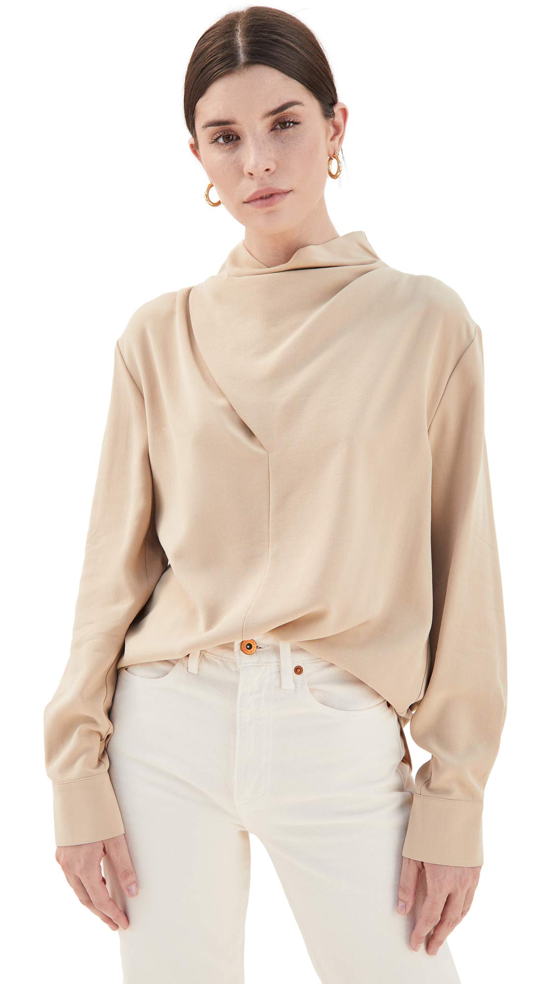Vince Women's Cowl Neck Long Sleeve Blouse - Soft Stretch Casual Tops for Work & Everyday Wear | Office Outfits, Date Night & Fall Layering