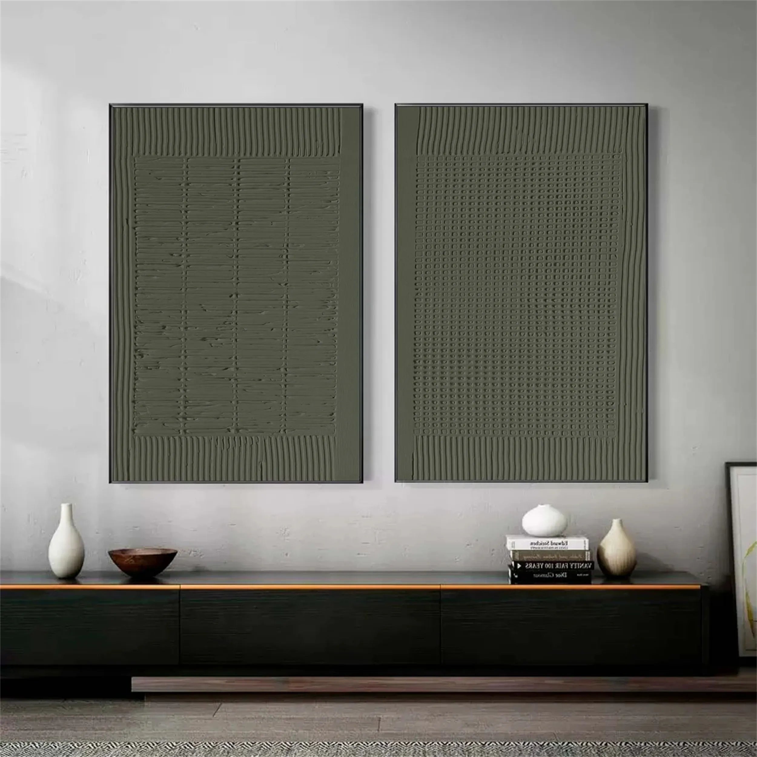 Abstract Blue & Green Wall Art Set of 2 - Modern Canvas Paintings for Living Room, Bedroom & Office Decor #BG028