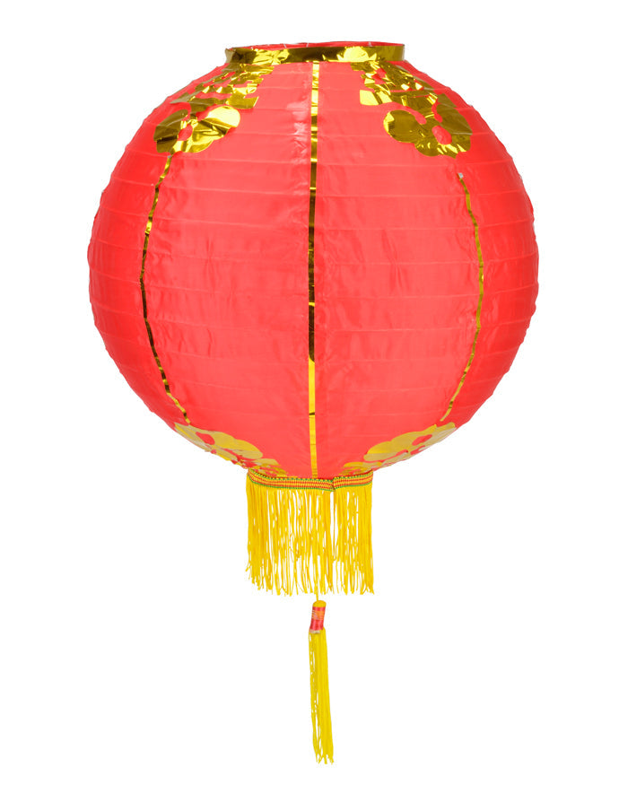 24 Red Traditional Nylon Chinese New Year Lantern with Tassel - Decorative Hanging Festival Decor for Home, Party & Asian Celebration