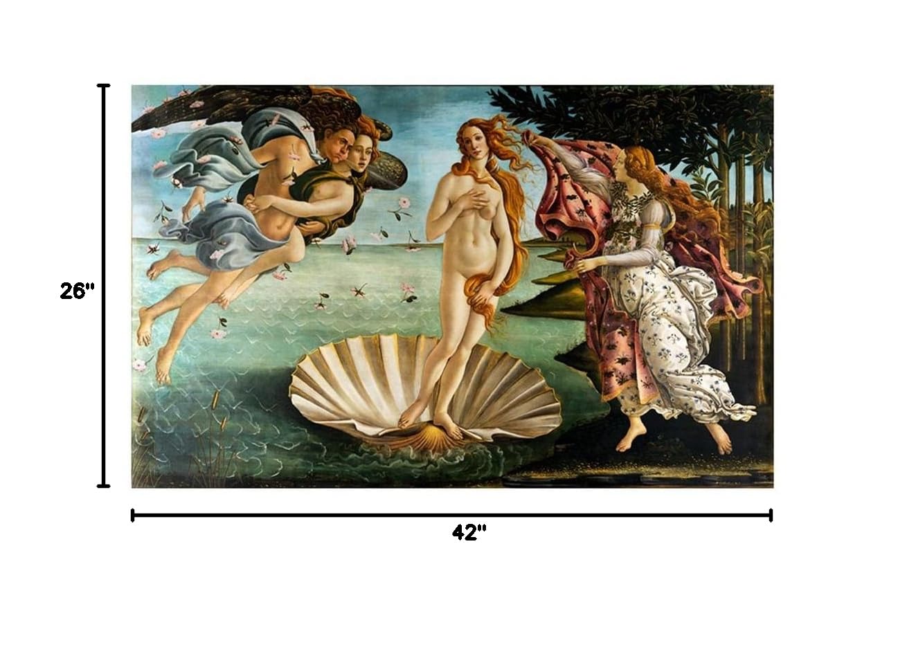 Alonline Art - The Birth of Venus by Sandro Botticelli | Framed Stretched Canvas Wall Art (42