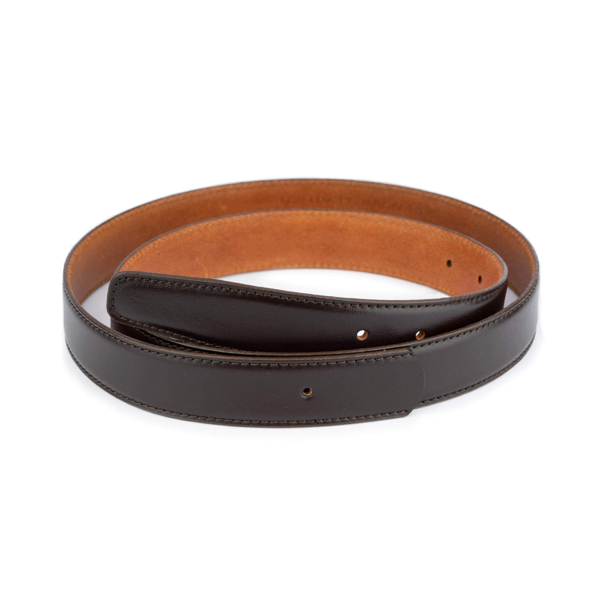 Men's 3.0 cm Brown Genuine Leather Belt Strap Replacement for Ferragamo Buckles - Adjustable Pre-Made Holes for Dress Pants & Formal Wear