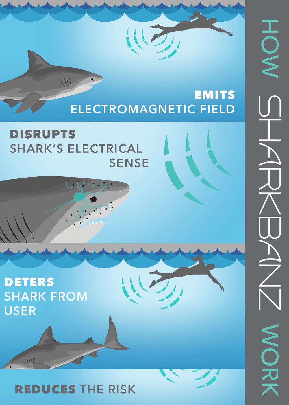 Sharkbanz 2.0 Shark Repellent Wristband - Slate/Azure Color | Wearable Shark Deterrent for Surfing, Swimming & Water Sports