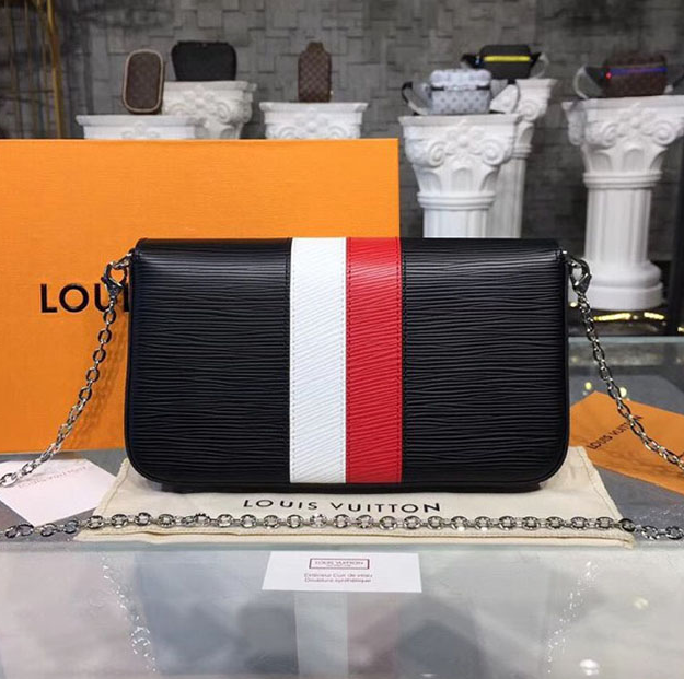 Louis Vuitton Pochette Felicie Epi Leather Crossbody Bag in Noir Black | Luxury Designer Handbag for Women | Perfect for Parties, Date Nights & Everyday Use