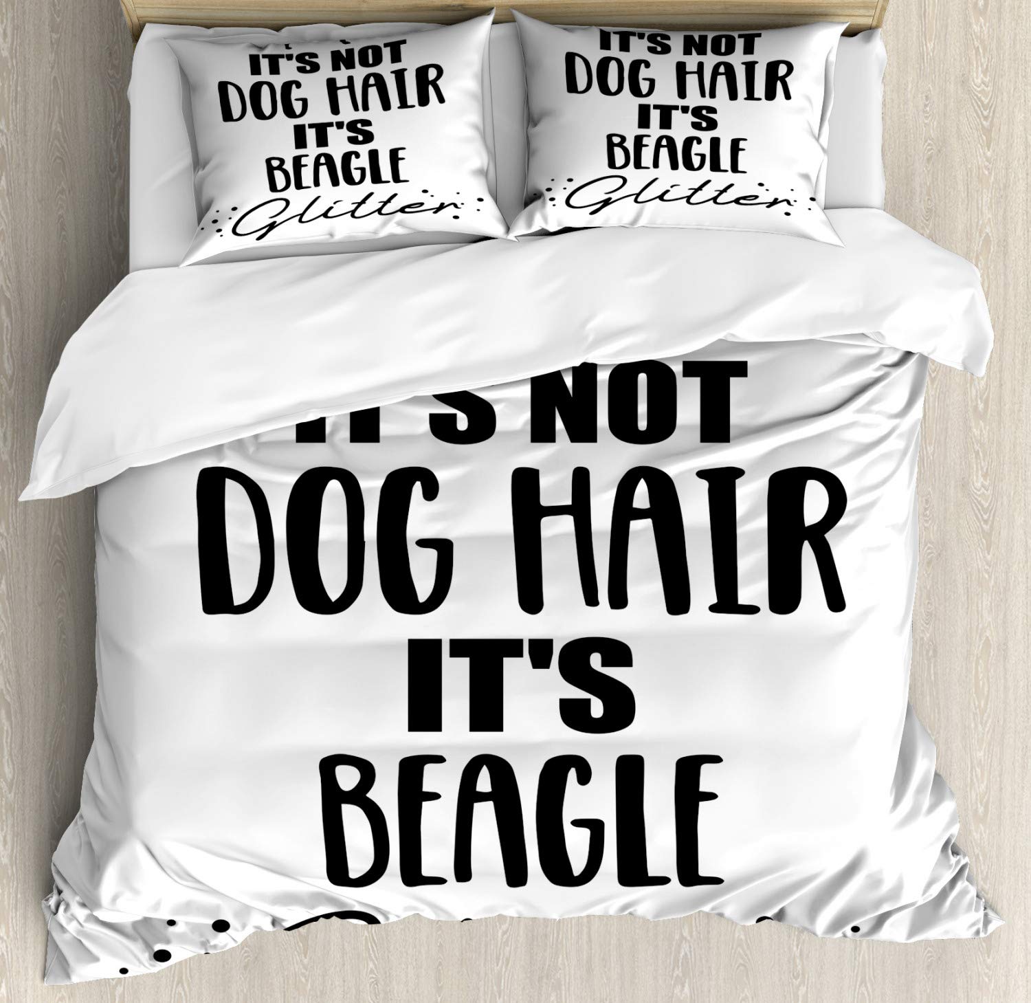 Ambesonne Beagle Dog Lover Duvet Cover Set - King Size 3 Piece Bedding with 2 Pillow Shams, Charcoal Grey & White Minimalist Design for Dog Lovers - Perfect for Pet Themed Bedroom Decor & Cozy Home Styling